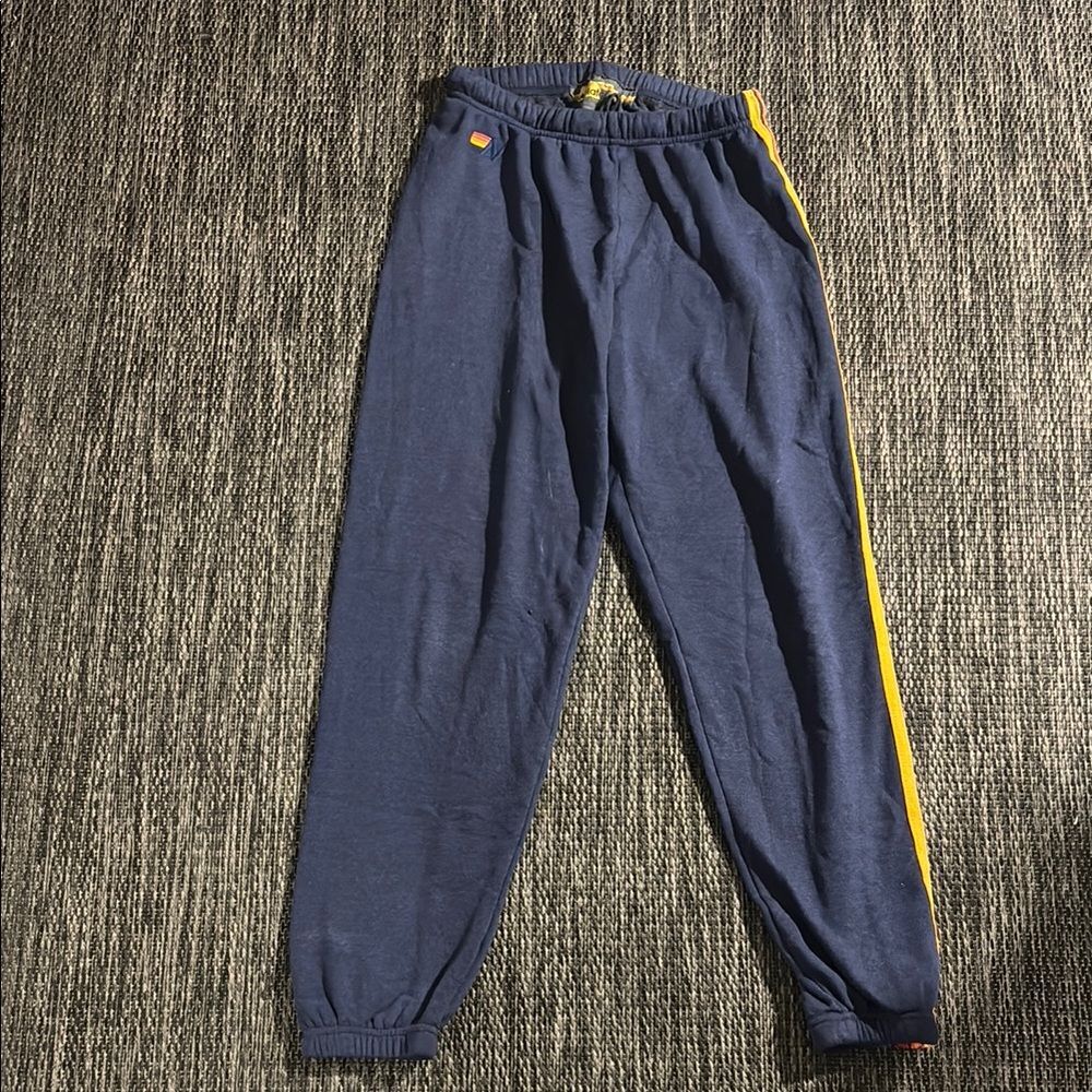 Aviator Nation Women's 5 Stripe Sweatpant Jogger Blue Size Large